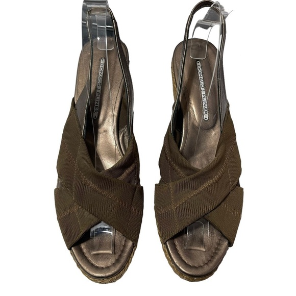 Donald J Pliner Kiwa Brown Bronze Wedge Heels Platform Pumps Sandals Women’s 10 - Picture 4 of 11